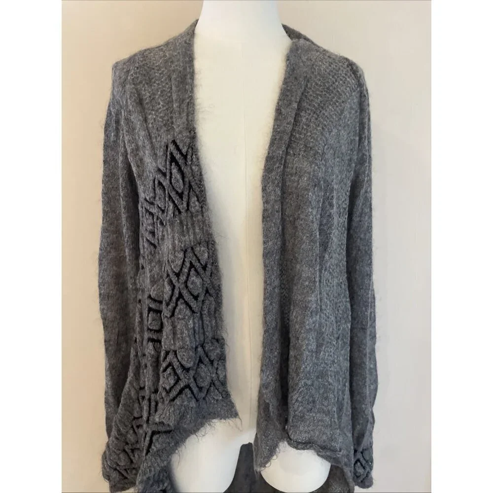Siste's Italy Open Front Cardigan Duster Women's M Gray Mixed Weave Witchy Goth